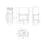 Kratki MBA L BS G BLACK Ενεργειακό Τζάκι Ξύλου Αερόθερμο 17kw Αριστερή Γωνία από Χάλυβα με Συρόμενη Πόρτα Τεχνικό Σχέδιο