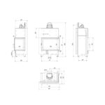 Kratki MBA P BS G BLACK Ενεργειακό Τζάκι Ξύλου Αερόθερμο 17kw Δεξιά Γωνία από Χάλυβα με Συρόμενη Πόρτα Τεχνικό Σχέδιο