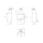 Kratki MBA PF BLACK Ενεργειακό Τζάκι Ξύλου Αερόθερμο 17kw Ίσιο από Χάλυβα με Ανοιγόμενη Πόρτα Τεχνικό Σχέδιο