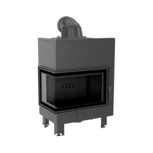 Kratki MBM L BS BLACK Ενεργειακό Τζάκι Ξύλου Αερόθερμο 10kw Αριστερή Γωνία από Χάλυβα με Ανοιγόμενη Πόρτα