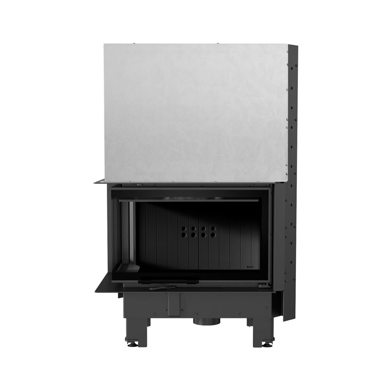 Kratki MBM L BS G BLACK Ενεργειακό Τζάκι Ξύλου Αερόθερμο 10kw Αριστερή Γωνία από Χάλυβα με Συρόμενη Πόρτα