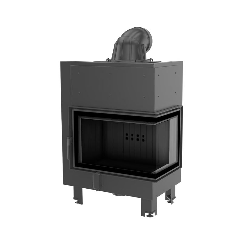 Kratki MBM P BS BLACK Ενεργειακό Τζάκι Ξύλου Αερόθερμο 10kw Δεξιά Γωνία από Χάλυβα με Ανοιγόμενη Πόρτα