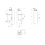 Kratki MBN 680 L BS Ενεργειακό Τζάκι Ξύλου Αερόθερμο 10kw Αριστερή Γωνία από Χάλυβα με Ανοιγόμενη Πόρτα Τεχνικό Σχέδιο