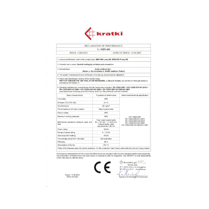 Kratki MBN 680 L BS Ενεργειακό Τζάκι Ξύλου Αερόθερμο 10kw Αριστερή Γωνία από Χάλυβα με Ανοιγόμενη Πόρτα CE