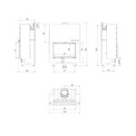 Kratki MBO G BLACK Ενεργειακό Τζάκι Ξύλου Αερόθερμο 15kw Ίσιο από Χάλυβα με Συρόμενη Πόρτα Τεχνικό Σχέδιο