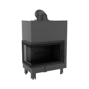 Kratki MBO L BS BLACK Ενεργειακό Τζάκι Ξύλου Αερόθερμο 15kw Αριστερή Γωνία από Χάλυβα με Ανοιγόμενη Πόρτα Επένδυση Μαύρα Κεραμικά TERMOTEC