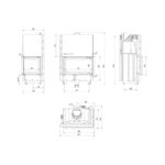 Kratki MBO P BS G Ενεργειακό Τζάκι Ξύλου Αερόθερμο 15kw Δεξιά Γωνία από Χάλυβα με Συρόμενη Πόρτα Τεχνικό Σχέδιο