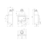 Kratki MBO PF BLACK Ενεργειακό Τζάκι Ξύλου Αερόθερμο 15kw Ίσιο από Χάλυβα με Ανοιγόμενη Πόρτα Τεχνικό Σχέδιο