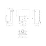 Kratki MBZ G BLACK Ενεργειακό Τζάκι Ξύλου Αερόθερμο 13kw Ίσιο από Χάλυβα με Συρόμενη Πόρτα Τεχνικό Σχέδιο