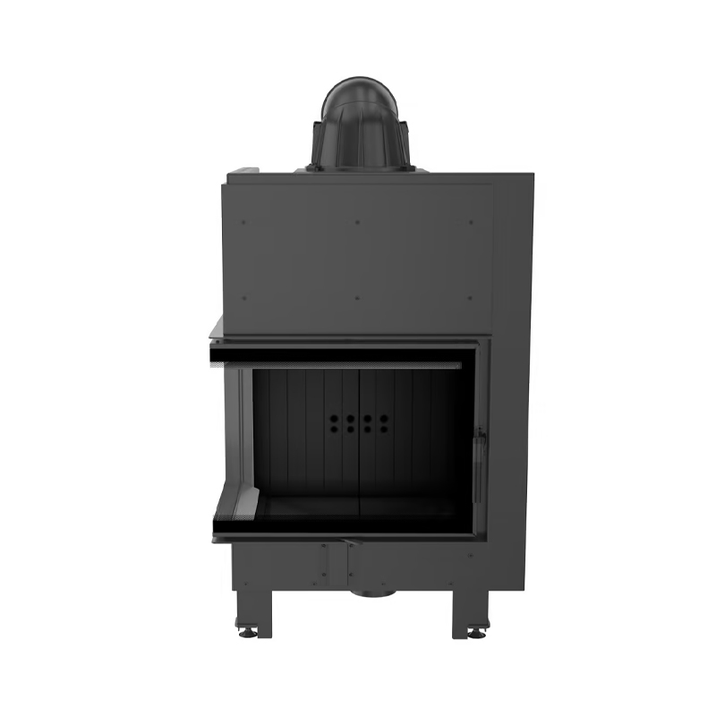 Kratki MBZ L BS BLACK Ενεργειακό Τζάκι Ξύλου Αερόθερμο 13kw Αριστερή Γωνία από Χάλυβα με Ανοιγόμενη Πόρτα Επένδυση