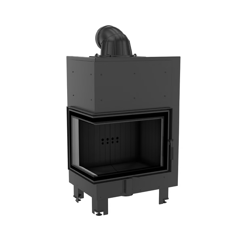 Kratki MBZ L BS BLACK Ενεργειακό Τζάκι Ξύλου Αερόθερμο 13kw Αριστερή Γωνία από Χάλυβα με Ανοιγόμενη Πόρτα Επένδυση