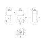 Kratki MBZ P BS BLACK Ενεργειακό Τζάκι Ξύλου Αερόθερμο 13kw Δεξιά Γωνία από Χάλυβα με Ανοιγόμενη Πόρτα Τεχνικό Σχέδιο