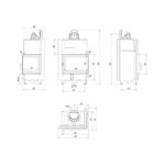 Kratki MBZ P BS Ενεργειακό Τζάκι Ξύλου Αερόθερμο 13kw Δεξιά Γωνία από Χάλυβα με Ανοιγόμενη Πόρτα Τεχνικό Σχέδιο