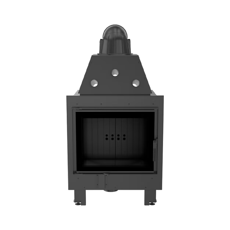 Kratki MBZ PF BLACK Ενεργειακό Τζάκι Ξύλου Αερόθερμο 13kw Ίσιο από Χάλυβα με Ανοιγόμενη Πόρτα