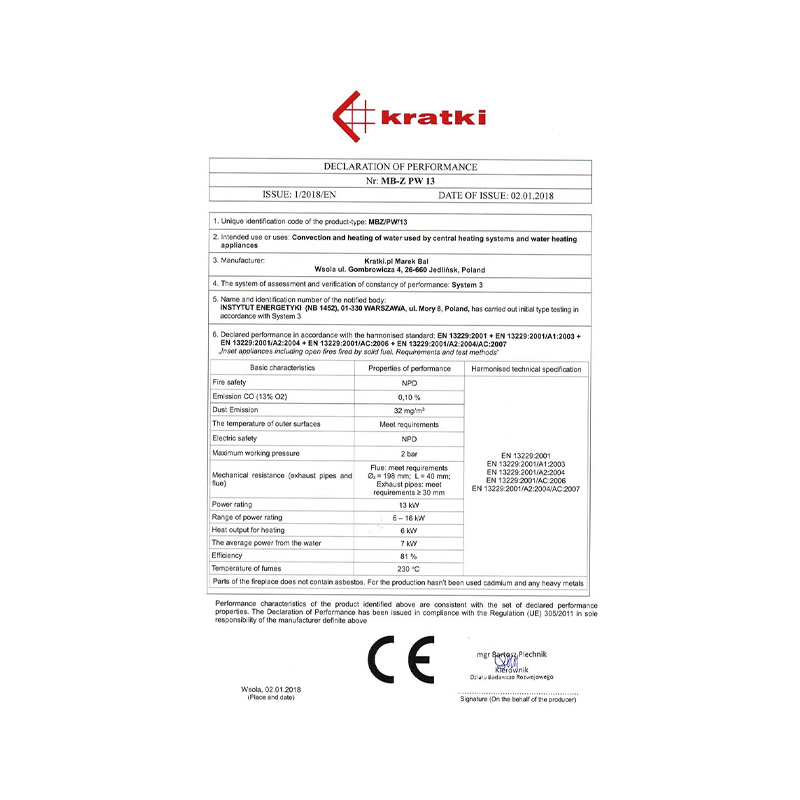 Kratki MBZ PW 13 L BS W Ενεργειακό Τζάκι Ξύλου Καλοριφέρ 13kW Αριστερή Γωνία με Ανοιγόμενη Πόρτα CE