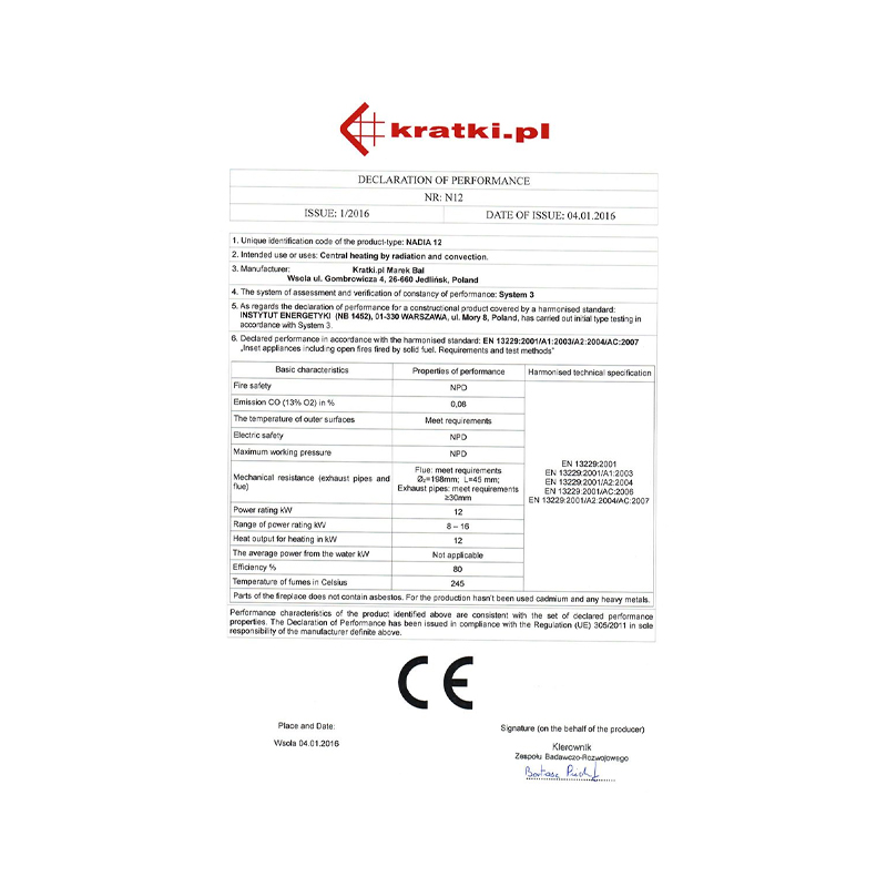 Kratki NADIA 12 BLACK Ενεργειακό Τζάκι Ξύλου Αερόθερμο 12kw Ίσιο από Χάλυβα με Ανοιγόμενη Πόρτα CE