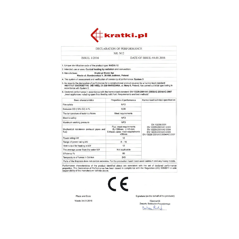 Kratki NADIA 12 G BLACK Ενεργειακό Τζάκι Ξύλου Αερόθερμο 12kw Ίσιο από Χάλυβα με Συρόμενη Πόρτα Επένδυση CE