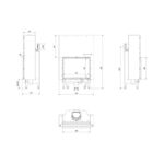 Kratki NADIA 13 G BLACK Ενεργειακό Τζάκι Ξύλου Αερόθερμο 13kw Ίσιο από Χάλυβα με Συρόμενη Πόρτα Τεχνικό Σχέδιο
