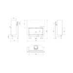 Kratki NADIA 14 G BLACK Ενεργειακό Τζάκι Ξύλου Αερόθερμο 14kw Ίσιο από Χάλυβα με Συρόμενη Πόρτα Τεχνικό Σχέδιο