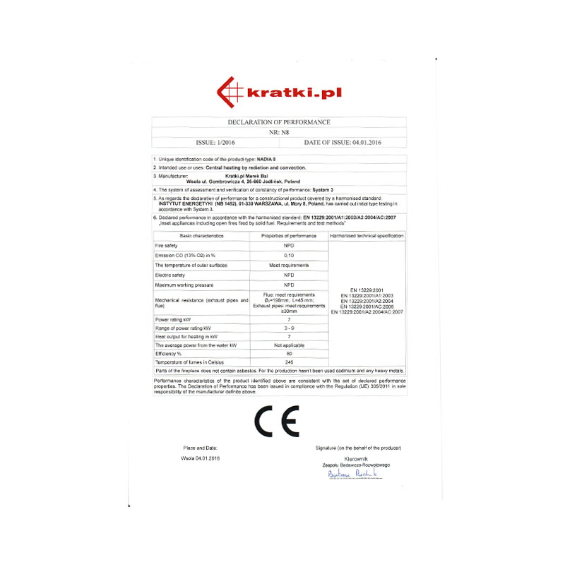 Kratki NADIA MILANO Ενεργειακό Τζάκι Ξύλου Αερόθερμο 7kw Ίσιο από Χάλυβα με Ανοιγόμενη Πόρτα CE