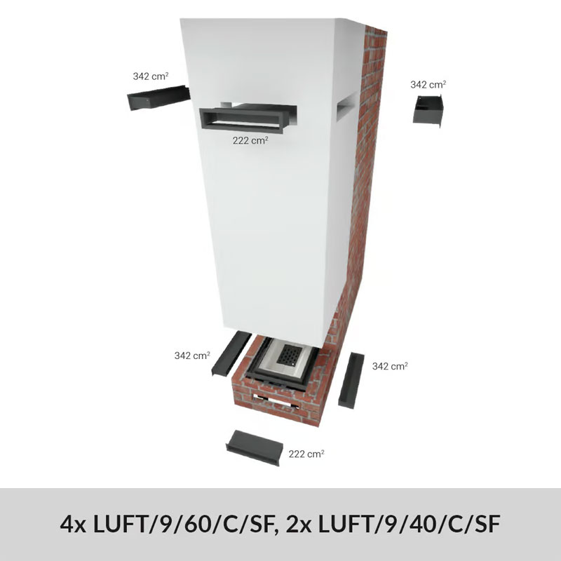 Kratki NBC 500 500 Ενεργειακό Τζάκι Ξύλου Αερόθερμο 8kw Τριών Όψεων από Χάλυβα με Συρόμενη Πόρτα με Περσίδες