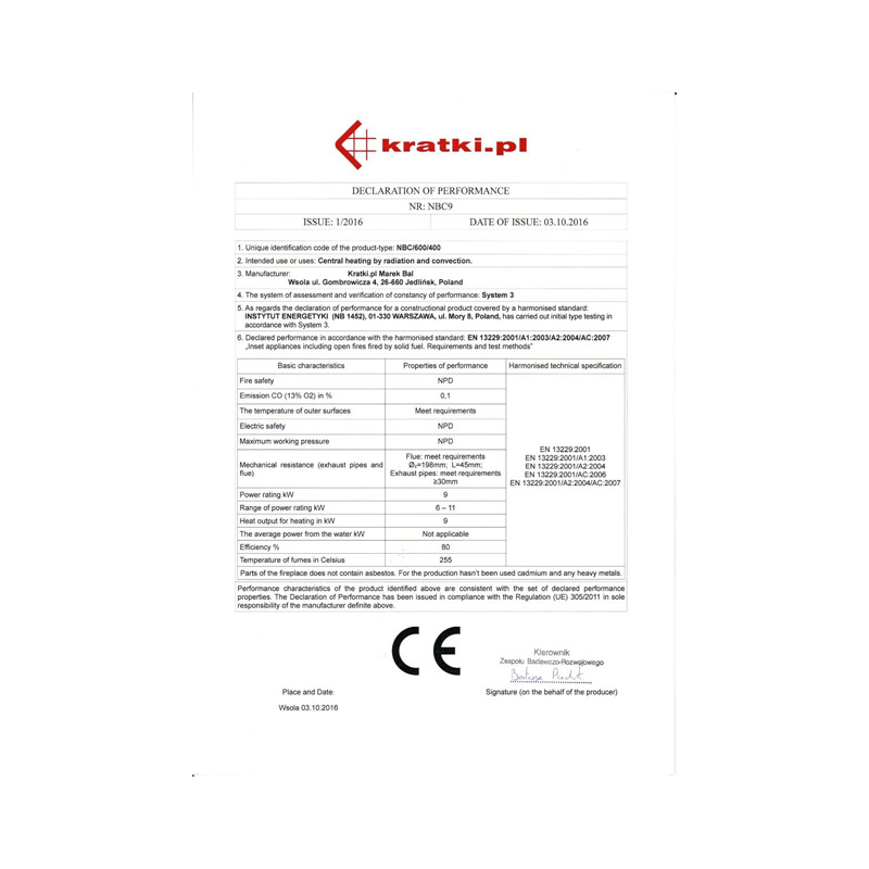 Kratki NBC 600 400 Ενεργειακό Τζάκι Ξύλου Αερόθερμο 9kw Τριών Όψεων από Χάλυβα με Συρόμενη πόρτα CE