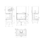 Kratki NBC 800 400 BLACK Ενεργειακό Τζάκι Ξύλου Αερόθερμο 10kw Τριών Όψεων από Χάλυβα με Συρόμενη Πόρτα Τεχνικό Σχέδιο