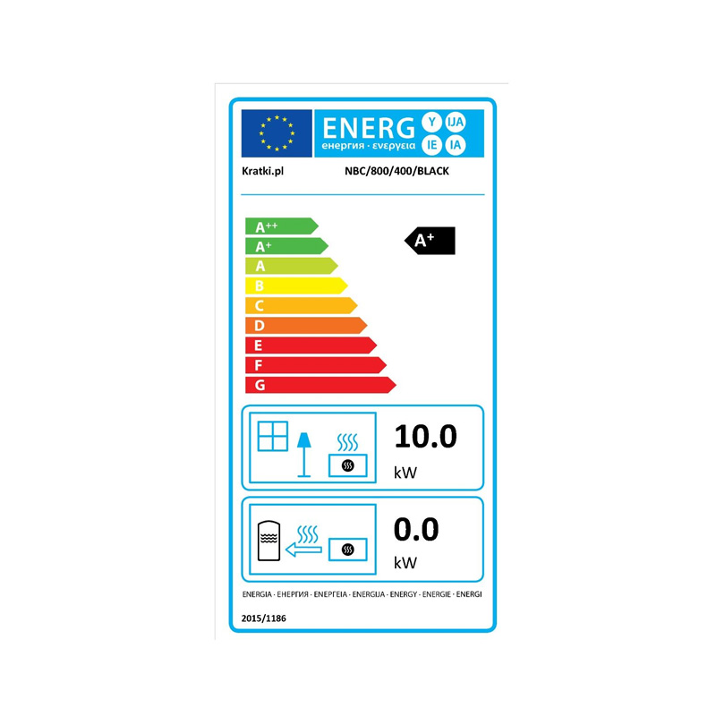 Kratki NBC 800 400 BLACK Ενεργειακό Τζάκι Ξύλου Αερόθερμο 10kw Τριών Όψεων από Χάλυβα με Συρόμενη Πόρτα Ενεργειακή Καρτέλα