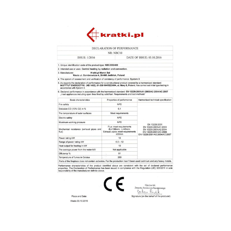 Kratki NBC 800 400 Ενεργειακό Τζάκι Ξύλου Αερόθερμο 10kw Τριών Όψεων από Χάλυβα με Συρόμενη πόρτα CE