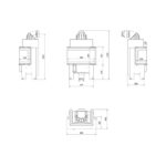 Kratki NBC BSL P 680 280 Ενεργειακό Τζάκι Ξύλου Αερόθερμο 7kw Τριών Όψεων από Χάλυβα με Ανοιγόμενη Πόρτα Τεχνικό Σχέδιο