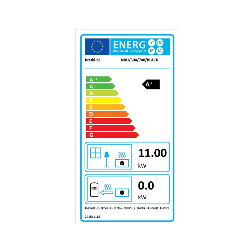 Kratki NBU 500 700 BLACK Ενεργειακό Τζάκι Ξύλου Αερόθερμο 11kw Τριών Όψεων από Χάλυβα με Συρόμενη Πόρτα Ενεργειακή Καρτέλα