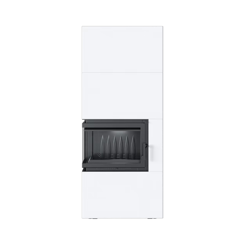 Kratki SIMPLE BOX L S BIANCO Ενεργειακό Τζάκι Ξύλου Αερόθερμο 8kW Αριστερή Γωνία Μαντεμένιο με Ανοιγόμενη Πόρτα