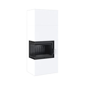 Kratki SIMPLE BOX L S BIANCO Ενεργειακό Τζάκι Ξύλου Αερόθερμο 8kW Αριστερή Γωνία Μαντεμένιο με Ανοιγόμενη Πόρτα