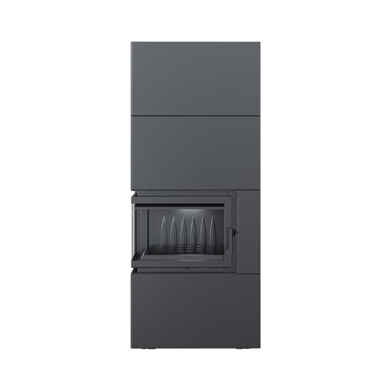 Kratki SIMPLE BOX L S BLACK Ενεργειακό Τζάκι Ξύλου Αερόθερμο 8kW Αριστερή Γωνία Μαντεμένιο με Ανοιγόμενη Πόρτα