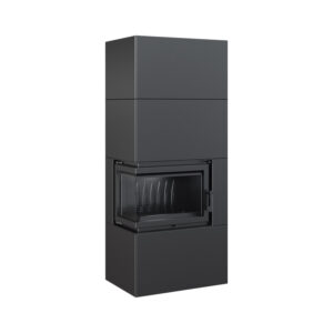 Kratki SIMPLE BOX L S BLACK Ενεργειακό Τζάκι Ξύλου Αερόθερμο 8kW Αριστερή Γωνία Μαντεμένιο με Ανοιγόμενη Πόρτα