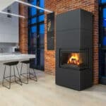 Kratki SIMPLE BOX P S BLACK Ενεργειακό Τζάκι Ξύλου Αερόθερμο 8kW Δεξιά Γωνία Μαντεμένιο με Ανοιγόμενη Πόρτα