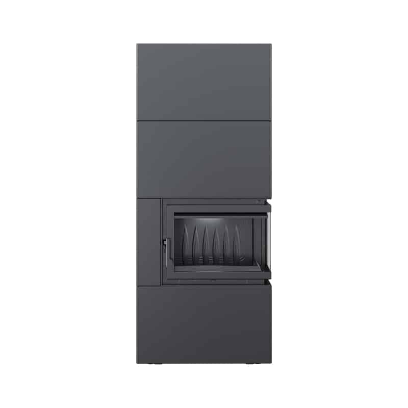 Kratki SIMPLE BOX P S BLACK Ενεργειακό Τζάκι Ξύλου Αερόθερμο 8kW Δεξιά Γωνία Μαντεμένιο με Ανοιγόμενη Πόρτα