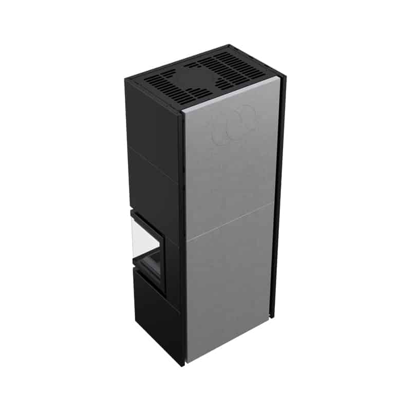 Kratki SIMPLE BOX P S BLACK Ενεργειακό Τζάκι Ξύλου Αερόθερμο 8kW Δεξιά Γωνία Μαντεμένιο με Ανοιγόμενη Πόρτα