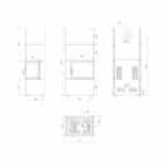 Kratki SIMPLE BOX P S BLACK Ενεργειακό Τζάκι Ξύλου Αερόθερμο 8kW Δεξιά Γωνία Μαντεμένιο με Ανοιγόμενη Πόρτα Τεχνικό Σχέδιο