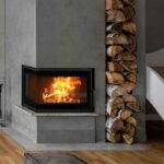 Kratki SIMPLE S L BS Ενεργειακό Τζάκι Ξύλου Αερόθερμο 6kW Αριστερή Γωνία από Χάλυβα με Ανοιγόμενη Πόρτα