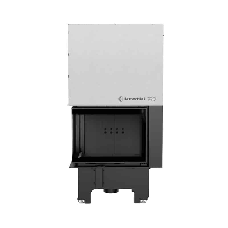 Kratki VNL 610 430 BLACK Ενεργειακό Τζάκι Ξύλου Αερόθερμο 9kW Αριστερή Γωνία από Χάλυβα με Συρόμενη Πόρτα