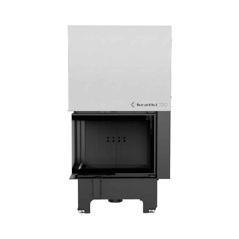 Kratki VNL 700 480 BLACK Ενεργειακό Τζάκι Ξύλου Αερόθερμο 12kW Αριστερή Γωνία από Χάλυβα με Συρόμενη Πόρτα