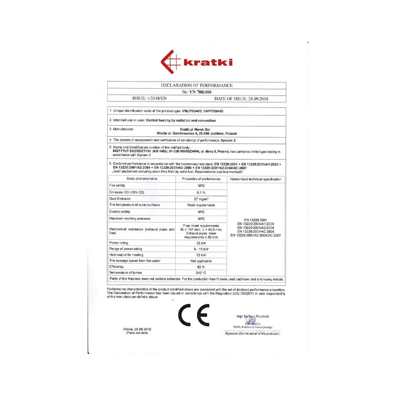 Kratki VNL 700 480 BLACK Ενεργειακό Τζάκι Ξύλου Αερόθερμο 12kW Αριστερή Γωνία από Χάλυβα με Συρόμενη Πόρτα CE