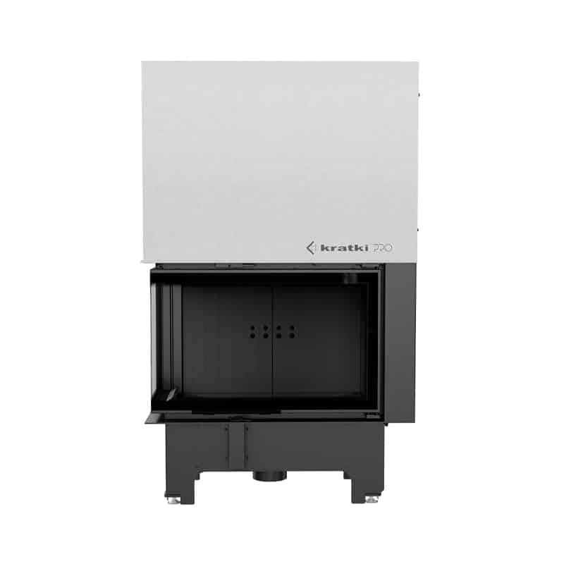 Kratki VNL 810 410 BLACK Ενεργειακό Τζάκι Ξύλου Αερόθερμο 14kW Αριστερή Γωνία από Χάλυβα με Συρόμενη Πόρτα