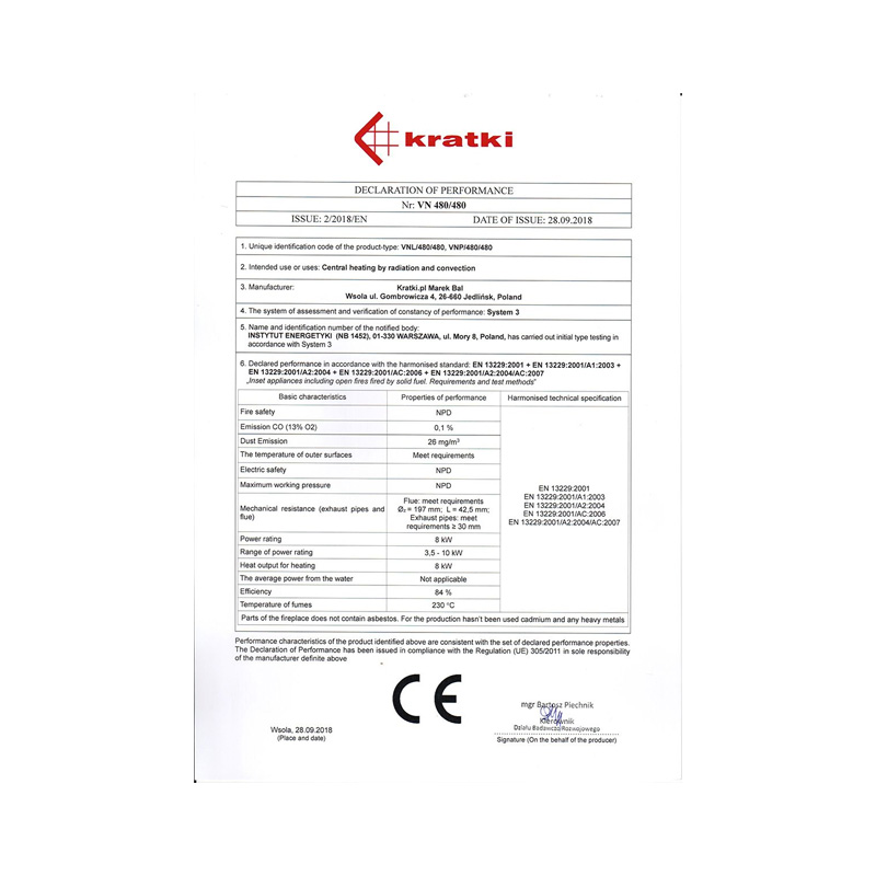 Kratki VNP 480 480 Ενεργειακό Τζάκι Ξύλου Αερόθερμο 8kW Δεξιά Γωνία από Χάλυβα με Συρόμενη Πόρτα CE