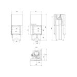 Kratki VNP 480 480 Ενεργειακό Τζάκι Ξύλου Αερόθερμο 8kW Δεξιά Γωνία από Χάλυβα με Συρόμενη Πόρτα Τεχνικό Σχέδιο