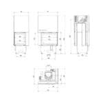 Kratki VNP 610 430 BLACK Ενεργειακό Τζάκι Ξύλου Αερόθερμο 9kw Δεξιά Γωνία από Χάλυβα με Συρόμενη Πόρτα Τεχνικό Σχέδιο