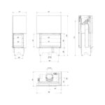 Kratki VNP 810 410 Ενεργειακό Τζάκι Ξύλου Αερόθερμο 14kW Δεξιά Γωνία από Χάλυβα με Συρόμενη Πόρτα Τεχνικό Σχέδιο