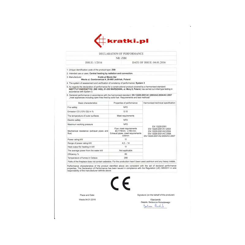 Kratki ZIBI G Ενεργειακό Τζάκι Ξύλου Αερόθερμο 11kW Ίσιο από Χάλυβα με Συρόμενη Πόρτα CE