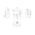 Kratki ZIBI L BS DECO Ενεργειακό Τζάκι Ξύλου Αερόθερμο 11kW Αριστερή Γωνία από Χάλυβα με Ανοιγόμενη Πόρτα Τεχνικό Σχέδιο
